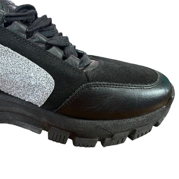 Sesto Meucci Womens Black Gray Lace Up Sneakers Athletic Leather Shoes sz 38 7.5 - Picture 2 of 16